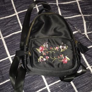 Black with embroidery mini backpack